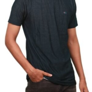 Men's Knit Cotton Rib Knit Round Neck Jersey T-Shirt