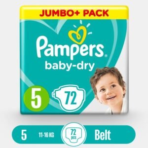 Pampers Baby Size 5 Jumbo+Pack, 11kg-16kg – 72 Pcs | Made in UK