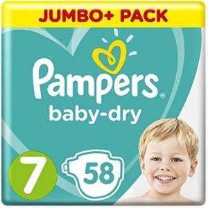 Pampers Baby Dry Size 7 Belt Jumbo+ Pack, 15kg+ – 86Pcs | Made in UK